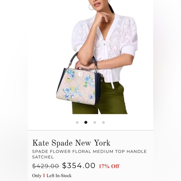 Kate Spade New York
SPADE FLOWER FLORAL MEDIUM TOP HANDLE SATCHEL - Picture 6 of 6